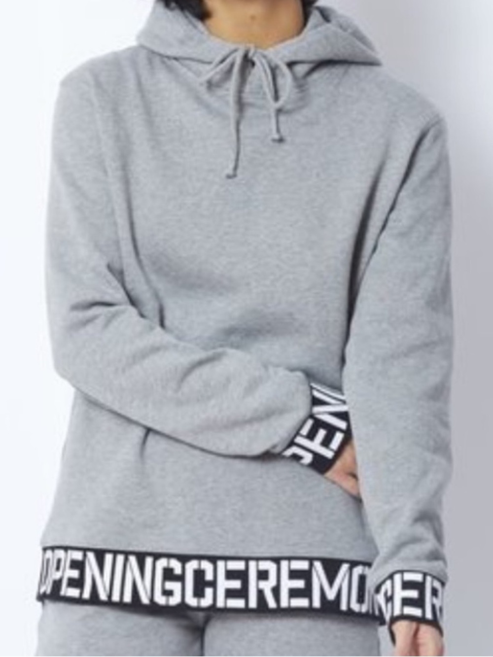 Opening Ceremony Heather Gray Slim Cut 100% Cotton Hoodie Size Medium